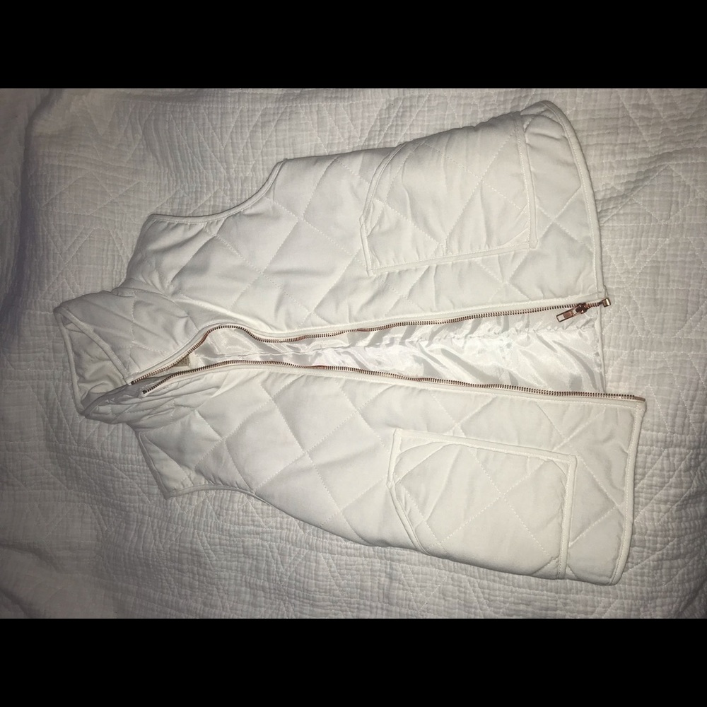 White Vest with Gold Zipper
